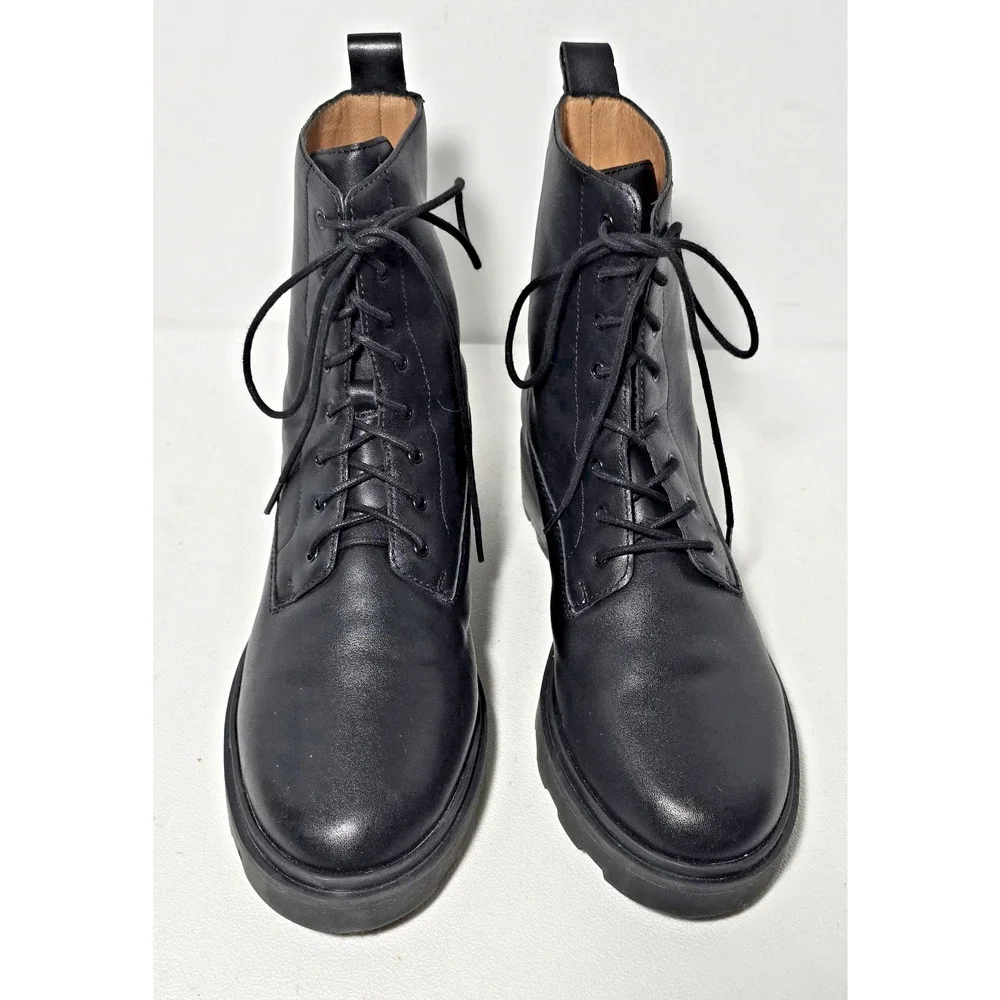 Madewell Shelton Lace-Up Lug Sole Boots Women’s Sz 9 Cargo Black Leather Combat - Picture 2 of 9